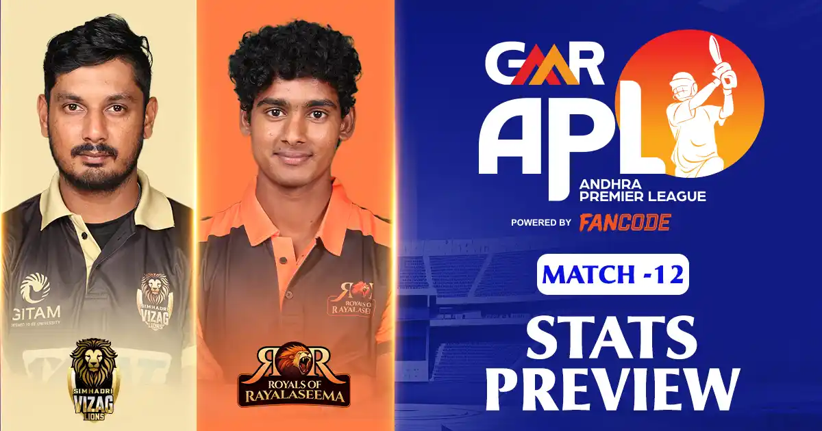 GMR APL 2025: Simhadri Vizag Lions vs Royals of Rayalaseema, Match 12: Stats Preview